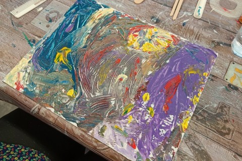 Warsztaty malarstwa dla seniorów - obrazy strukturalne