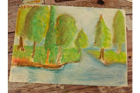 Warsztaty malarstwa dla seniorów - pejzaż rysowany pastelami
