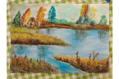 Warsztaty malarstwa dla seniorów - pejzaż rysowany pastelami