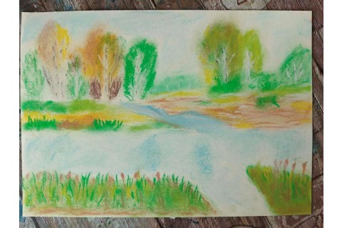 Warsztaty malarstwa dla seniorów - pejzaż rysowany pastelami