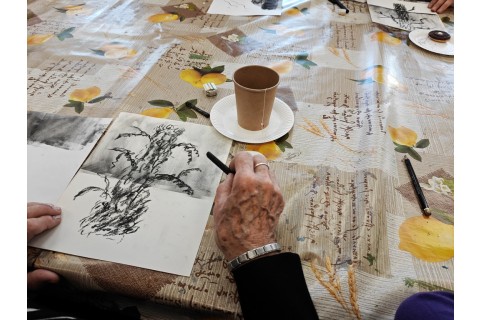 Warsztaty malarstwa dla seniorów - rysunek węglem