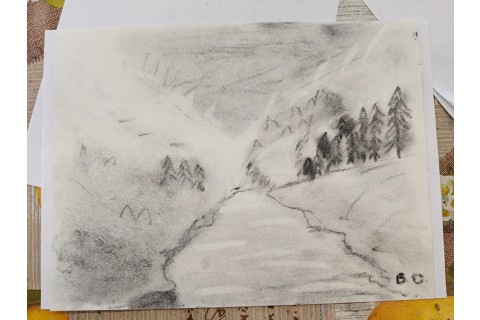 Warsztaty malarstwa dla seniorów - rysunek węglem